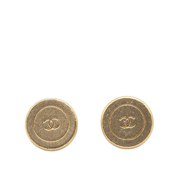 CHANEL Gold Logo Earrings - Picture 1 of 4